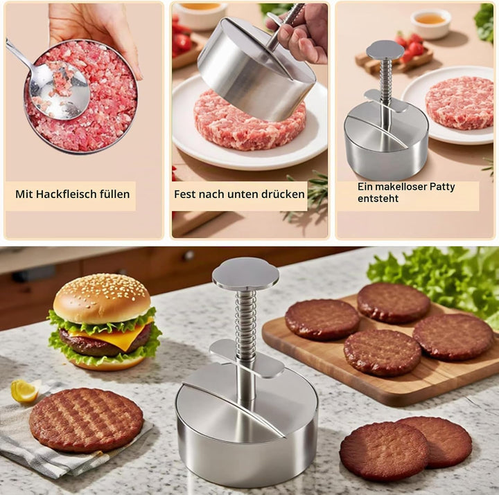 Burgerpresse & Smash Burger Presse aus Edelstahl, 304 Lebensmittelqualität, Verstellbare & Antihaft
