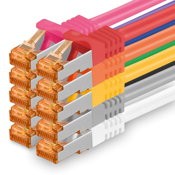5m - Cat.7 Netzwerkkabel 10-Farben - 10 Stück Gigabit Ethernet LAN Kabel 10000 Mbit s Patchkabel Cat