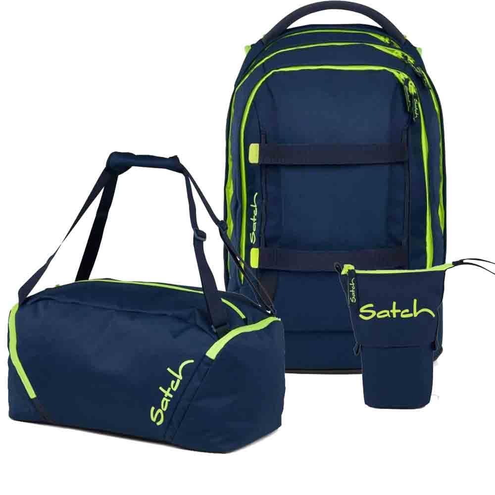 Satch Pack Pencil Slider Edition Schulrucksack Set 3tlg. inkl. Sporttasche (Toxic Yellow), Toxic Yel