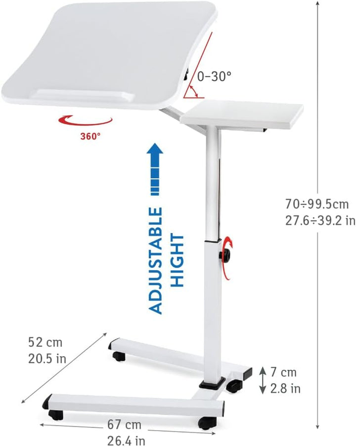 Tatkraft Like Laptop Ständer auf Rollen, Laptoptisch Höhenverstellbar Stehpult, Bett Beistelltisch W