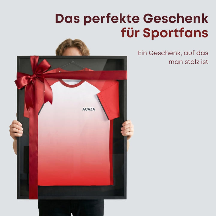 ACAZA Trikotrahmen Premium 70 x 90cm XL Gross, 3D Bilderrahmen tief zum befüllen mit Fussball-, Eish
