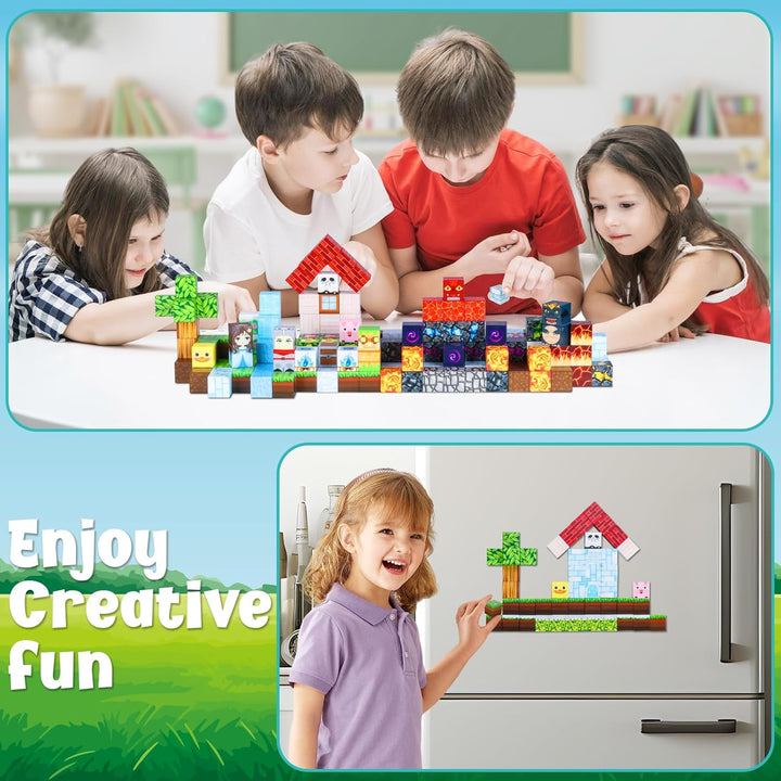 ACELIFE Magnetische Bausteine 200 Stück, Magnetspielzeug Kreatives STEM Magnetic Building Blocks Spi