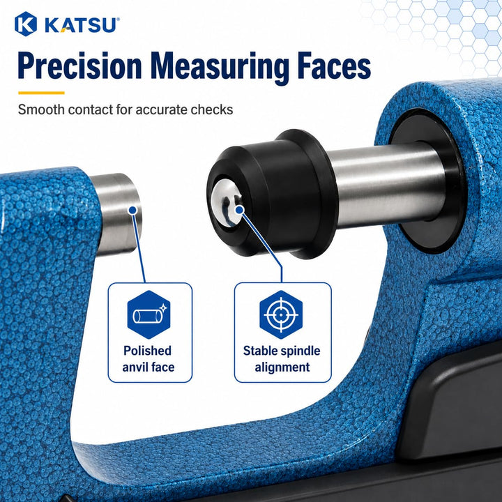 KATSU Digital-Mikrometer 0–25 mm (1 Zoll), elektronisches Aussenmikrometer mit grossem LCD-Display u
