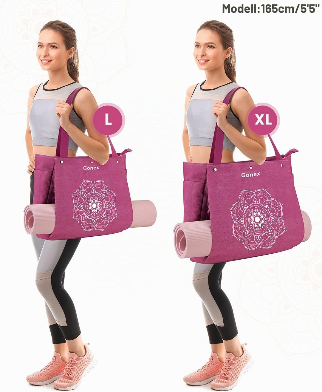 Gonex Yogatasche, Yogamatte Tasche mit Mehreren Taschen für Damen und Herren, Canvas wasserdichte To