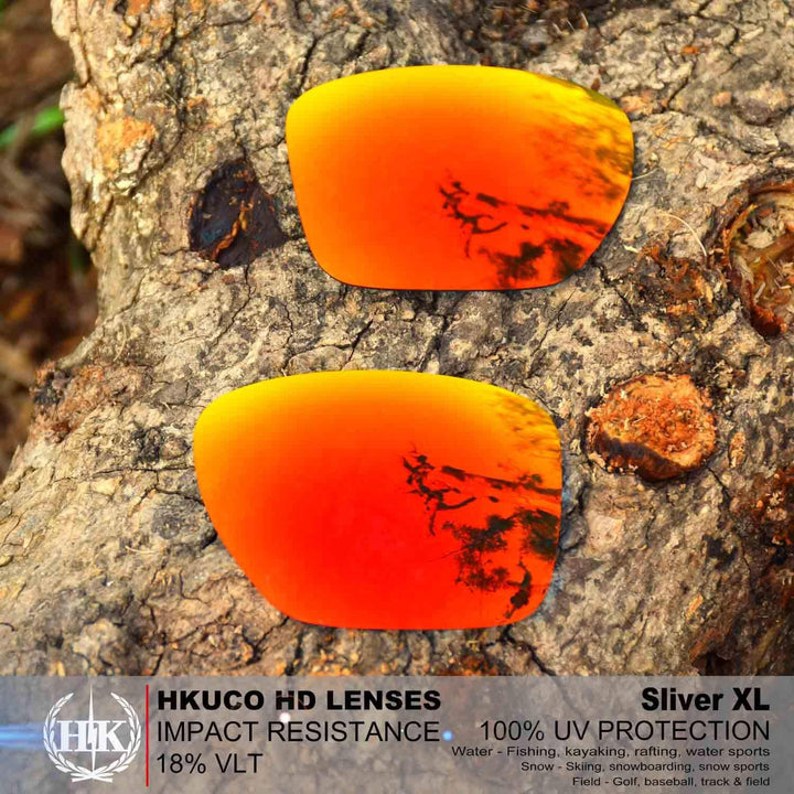 HKUCO Reinforce Ersatz-Brillengläser für Oakley Sliver XL Rot/Blau/Titan Sonnenbrille