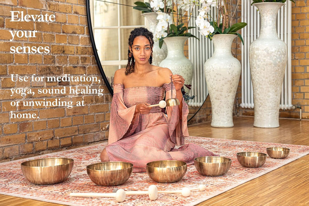 Sonic Energy Klangschalen Chakra Set – 7-teilig – Für Meditation & Klangheilung – Inkl. Hülle, Filzr