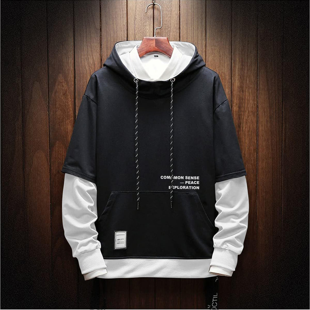 Moshtashio Kapuzenpullover für Herren, Patchwork Hoodie mit Kontrastfarbe Langarm Basic Sweatshirt P