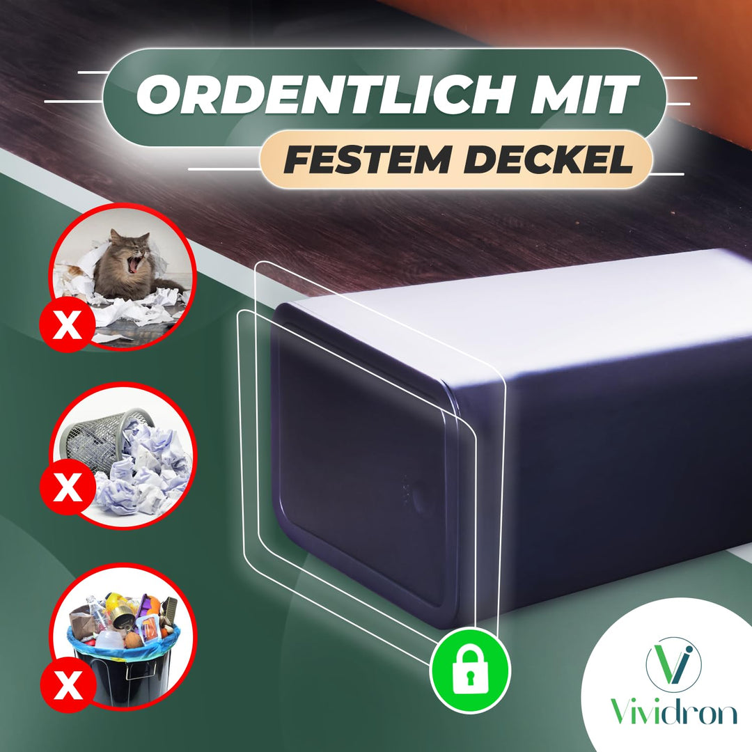 3er Pack 10L Kleiner Mülleimer mit Deckel, Badezimmer Abfalleimer mit Druckdeckel, Kleiner Mülleimer