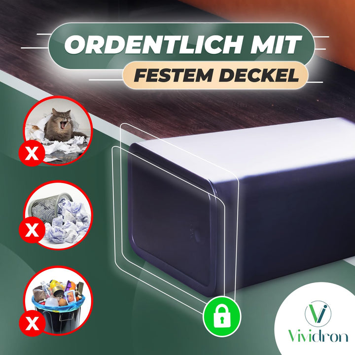 3er Pack 10L Kleiner Mülleimer mit Deckel, Badezimmer Abfalleimer mit Druckdeckel, Kleiner Mülleimer