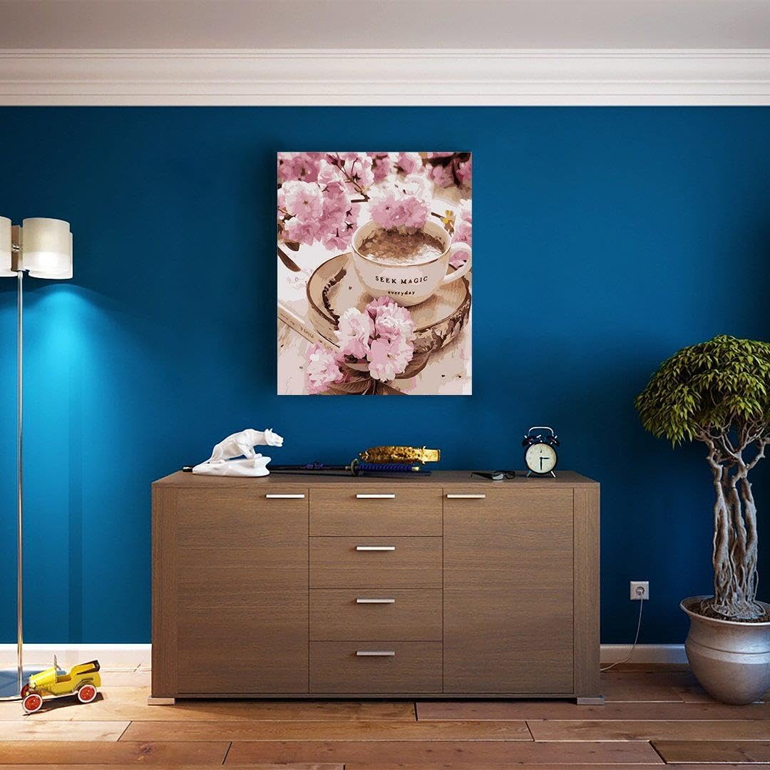 Artnapi Malen nach Zahlen Erwachsene mit Rahmen | DIY Handgemalt | Blumen - Morgenkaffee | Kit für A