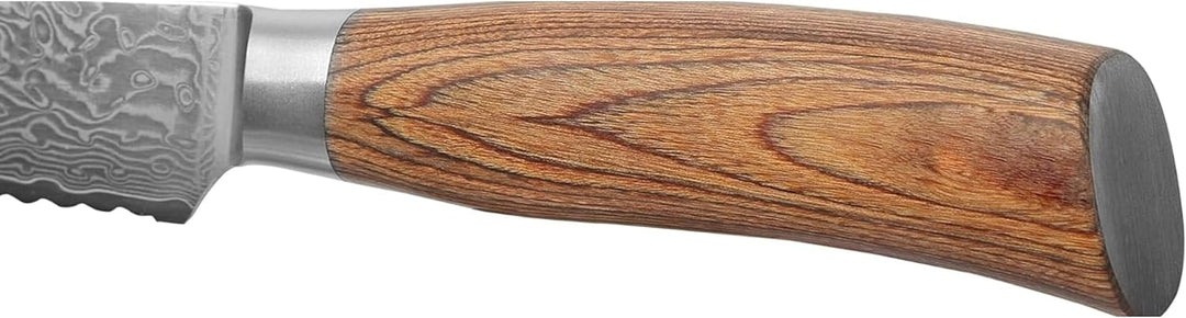 zayiko Minami Premium Brotmesser mit Gravur – Personalisiertes Damastmesser, 20cm Wellenschliff-Klin