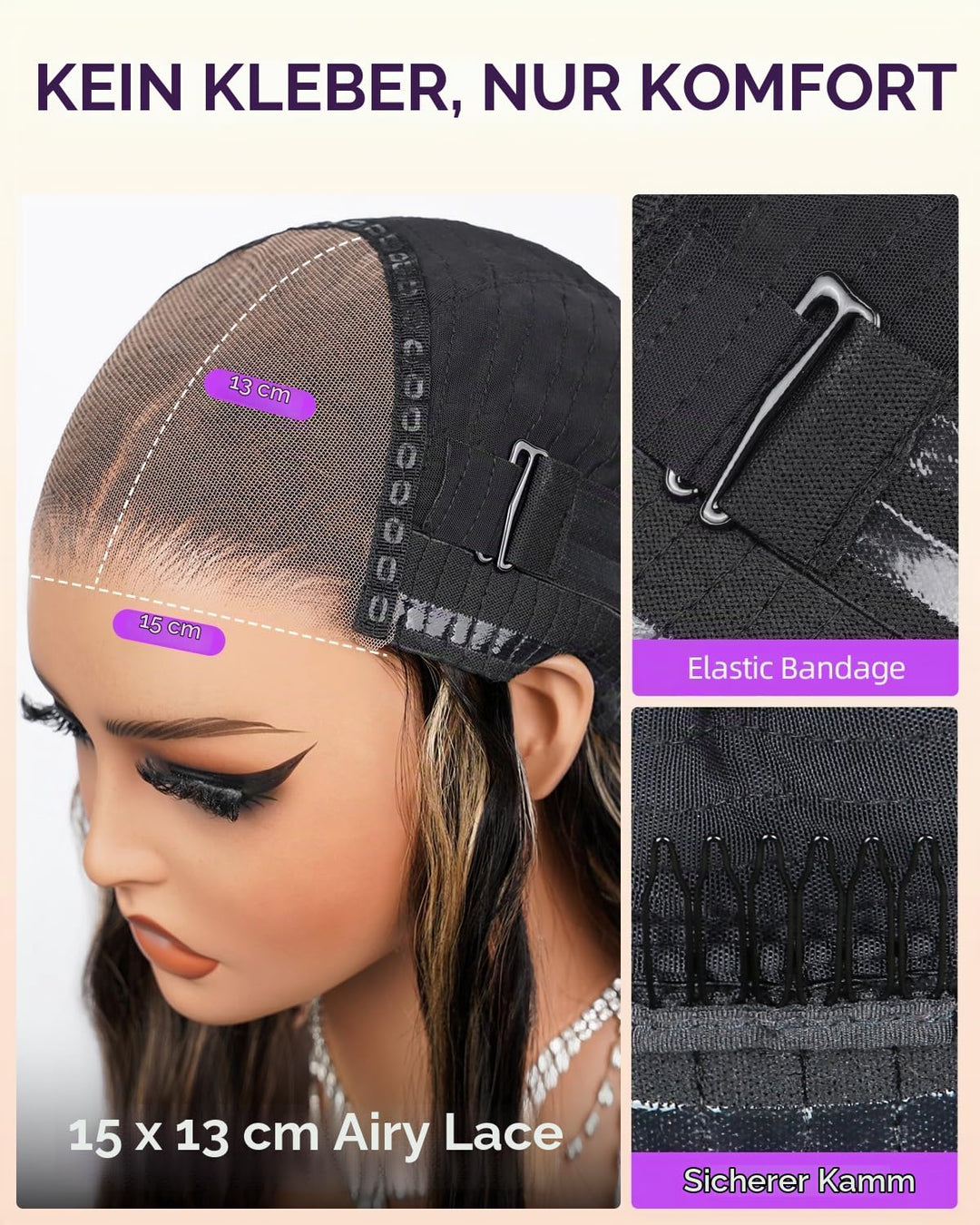 MEGALOOK Balayage Glueless Wigs Perücke 5x6 Pre Cut Lace Front Wig 20 Inch | Ready to Go Glueless Wi