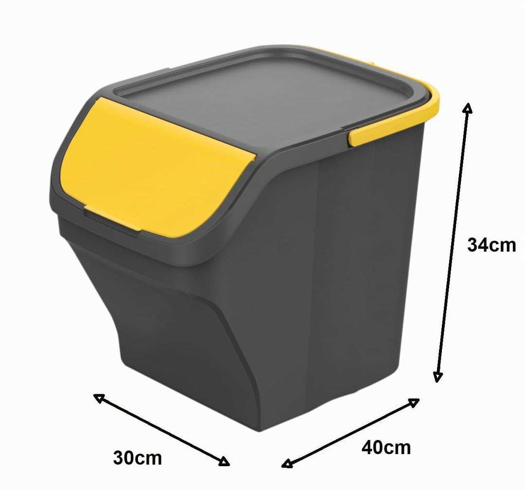 Gardissimo Stack Mülleimer Set, 3 Fächer, 3 x 25 Liter | Küche Stapelbox, Mülltonnenbox 3er, Mit Dec