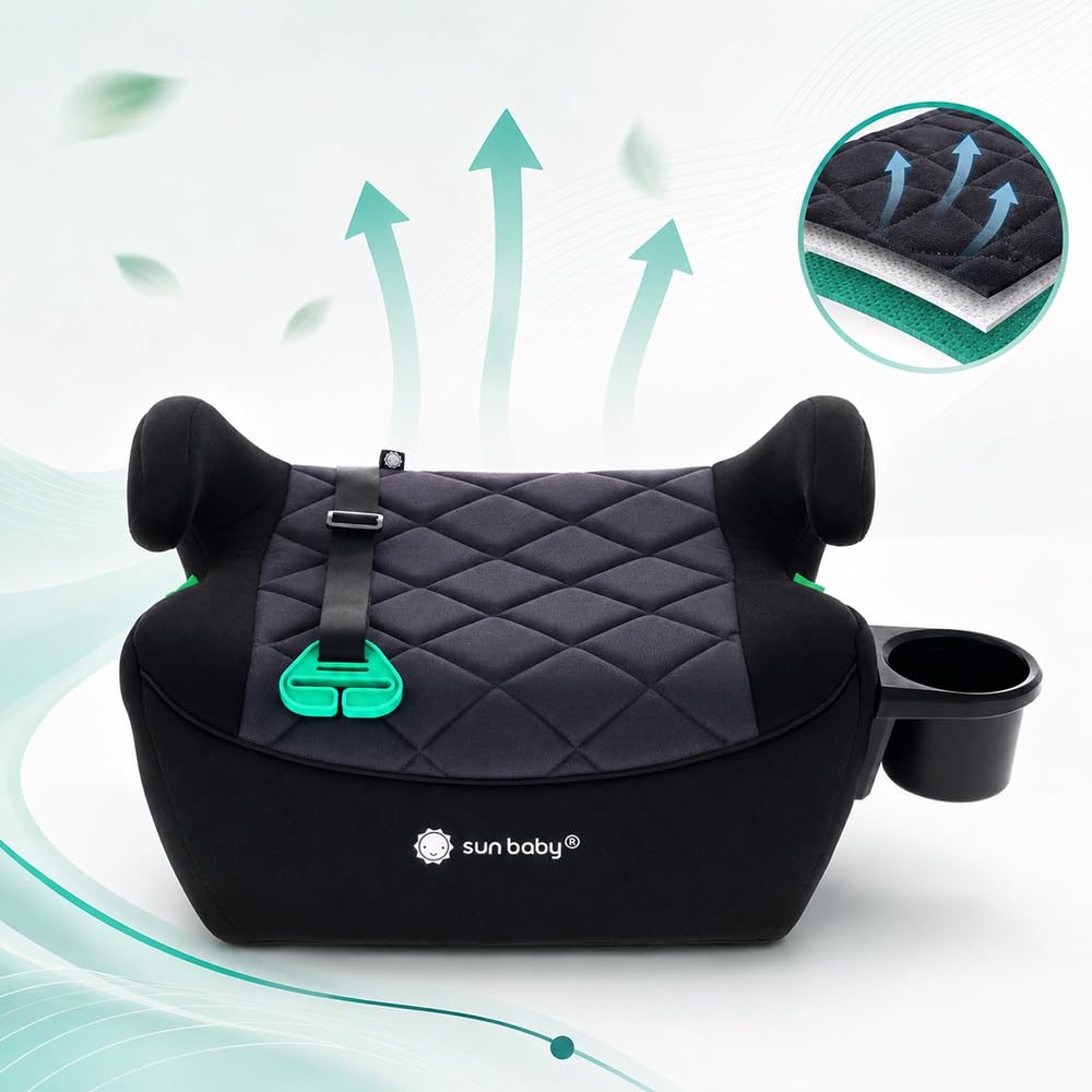SUN BABY LITTLENEST PRO ISOFIX Booster Seat 125-150 cm i-Size R129 - Black | ISOFIX installation, cu