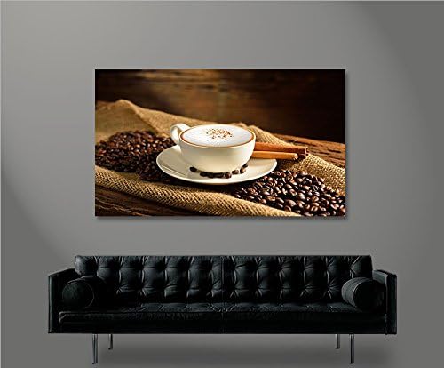 islandburner Bild Bilder auf Leinwand Cappuccino Kaffee Kaffebohnen Gemütlich 1p XXL Poster Leinwand