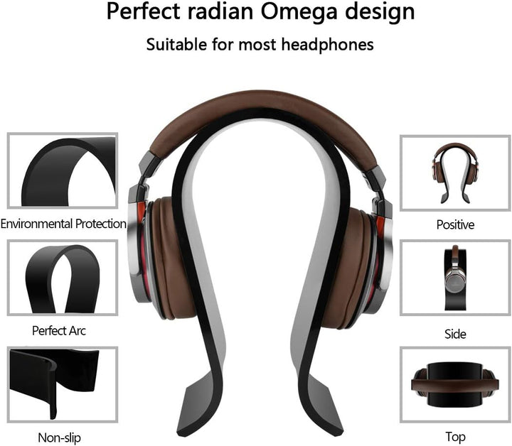 GEEKRIA Omega Kopfhörer-Ständer aus Acryl für Over-Ear-Kopfhörer, Gaming-Headset-Halter, Schreibtisc