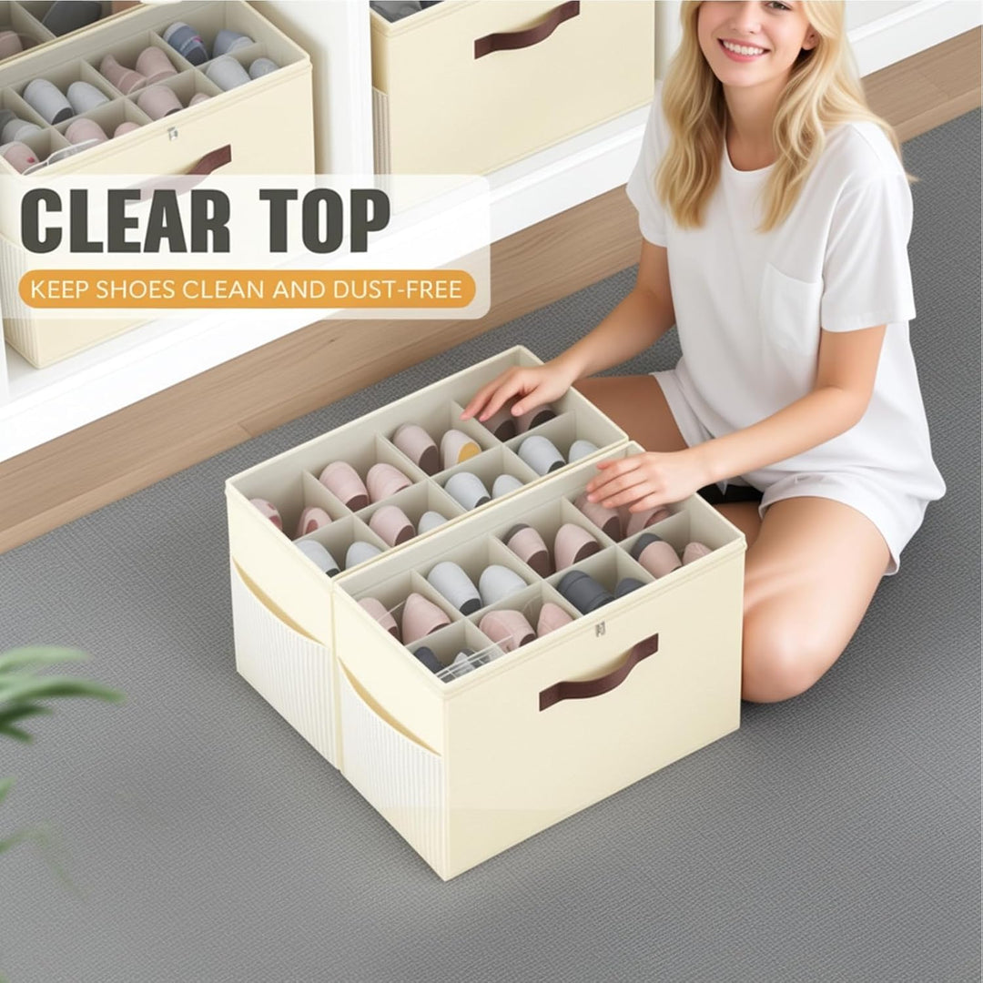Verstellbare Schuh-Aufbewahrungsbox mit transparenter Oberseite, faltbarer Schuh-Organizer mit Trenn