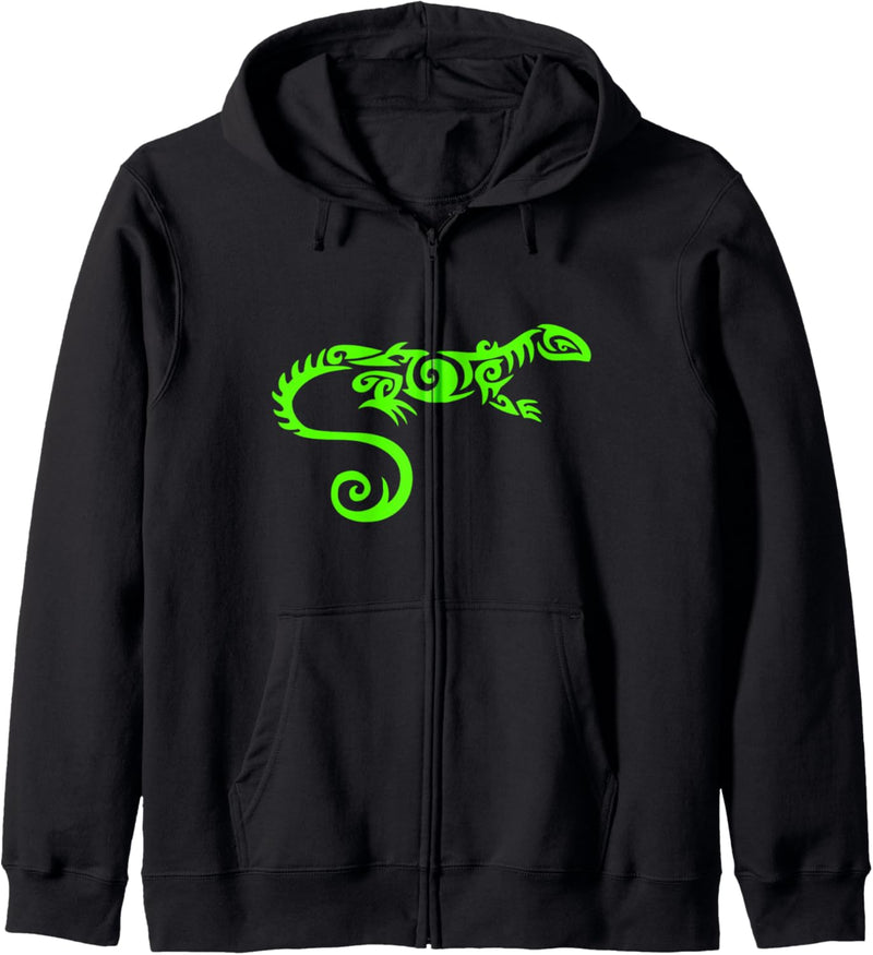 Grüne Eidechse, Tribal-Design Kapuzenjacke