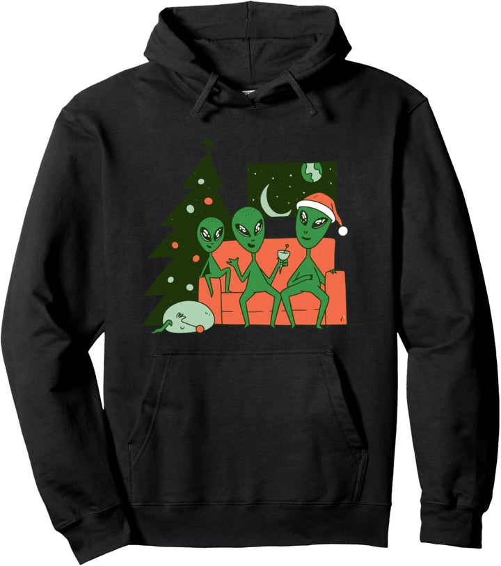 Weihnachtsfeier der Alien-Familie Pullover Hoodie