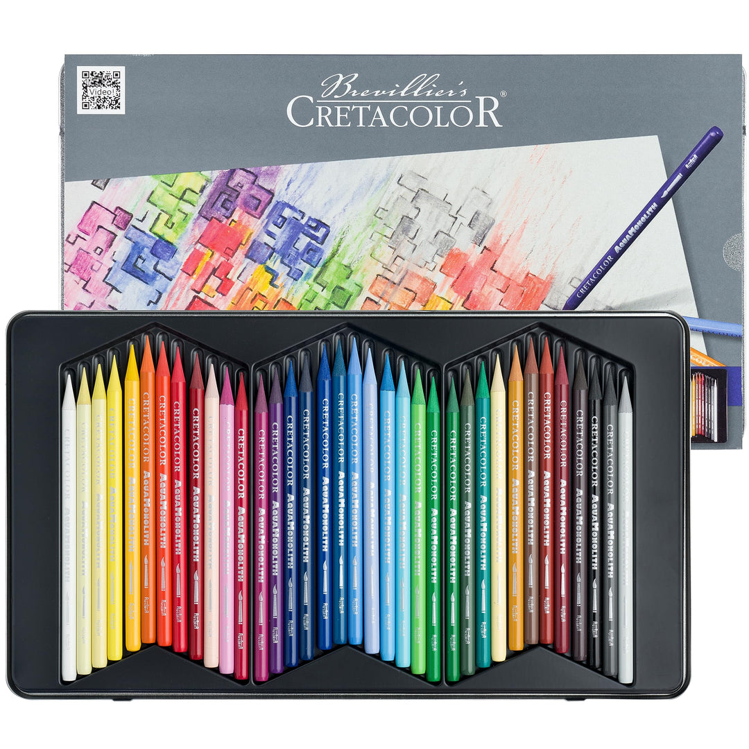 CRETA COLOR Aqua Monolith | Aquarellierbarer Vollminen-Künstlerstift | 36 Farben