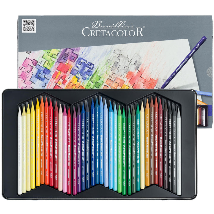 CRETA COLOR Aqua Monolith | Aquarellierbarer Vollminen-Künstlerstift | 36 Farben