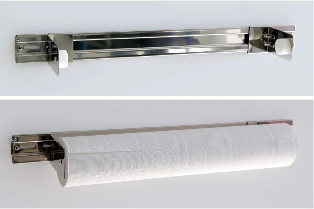 Ärzterollenhalter-Rollenhalter für Liegenababdeckung-Ärztekrepphalter | Edelstahl verchromt | zur Wa