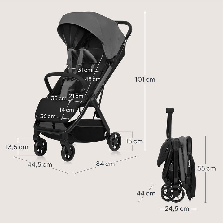 Lionelo Julie Air Buggy bis zu 22 kg von 6 m bis 4 Jahre Für Flugzeug Schwenkräder 360° Federung Ein