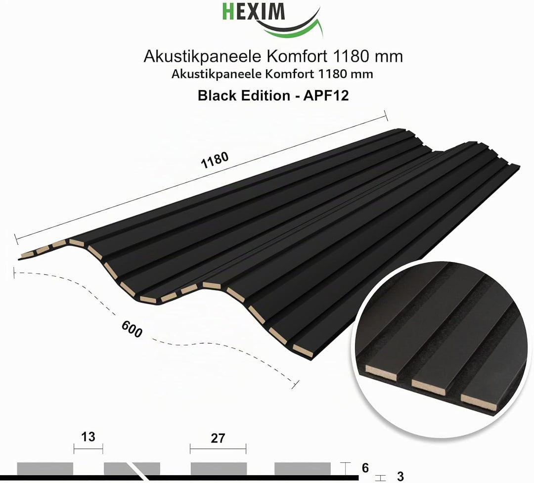HEXIM Akustikpaneele 118x60cm Holz Comfort - flexible Holzpaneele Platten Lamellenwand MDF Wandpanee