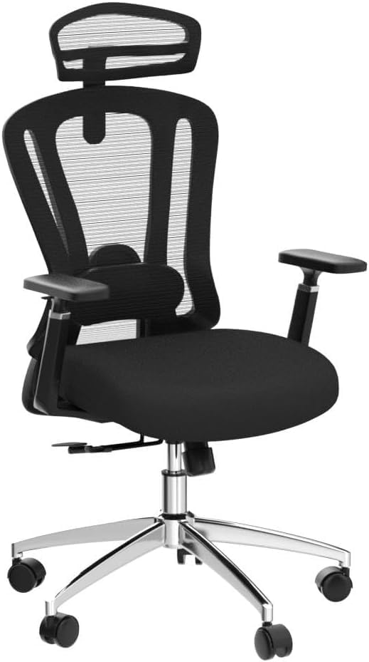 Farini Ergonomischer Bürostuhl, Heimbüro, Netzstuhl mit Lendenwirbelstütze, 3D-Armlehnen und Verstel