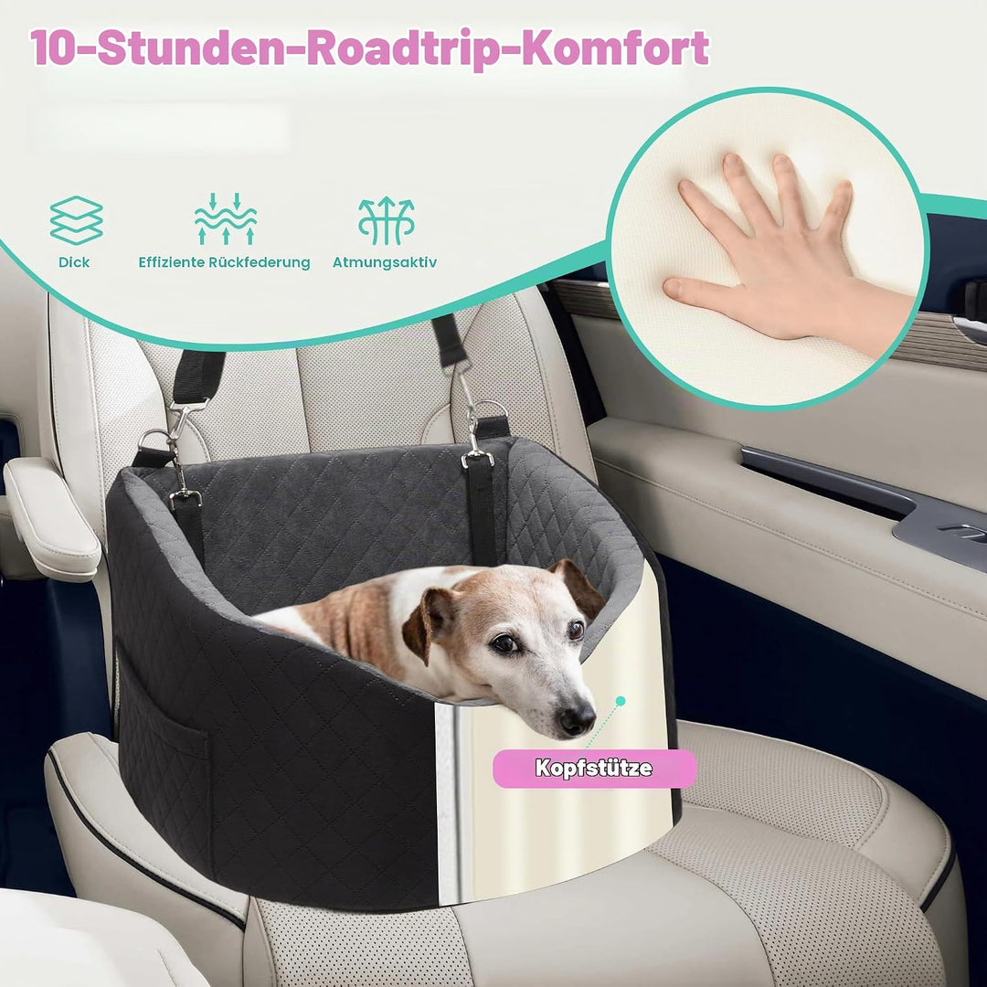 Hunde Autositz für Kleine Hunde – Crash-Schutz, Anti-Rutsch, Schützt Autoinnenraum, Abnehmbar &amp; Wasc