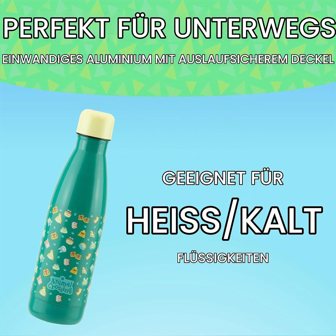 Paladone Animal Crossing Trinkflasche aus Metall, Edelstahl Mehrfarbig