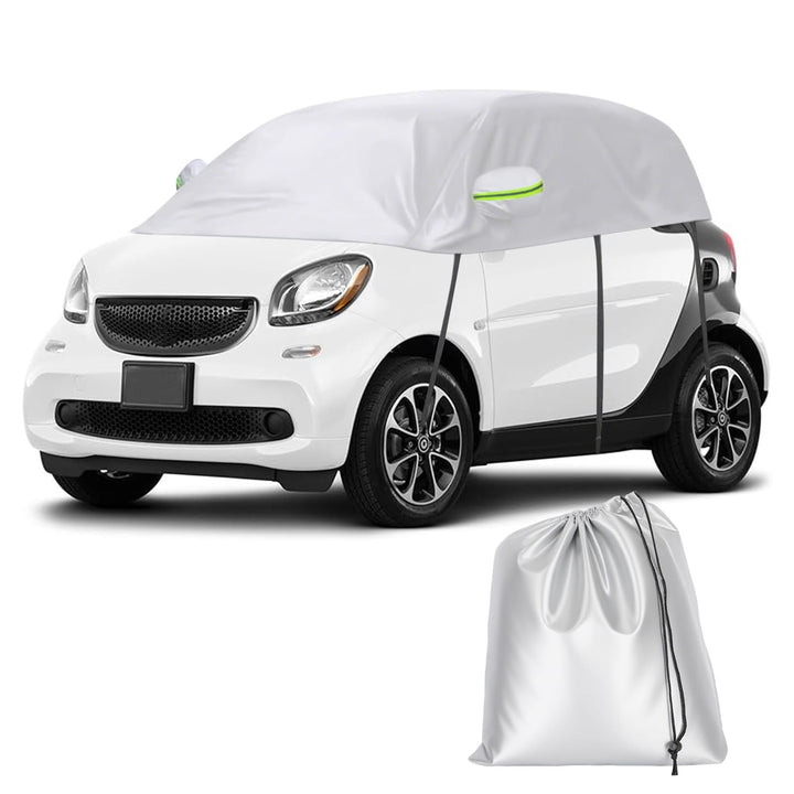 Halbgarage Autoabdeckung Wasserdicht Passend für Smart Fortwo 2006-2025, 300D Atmungsaktiv Autoplane