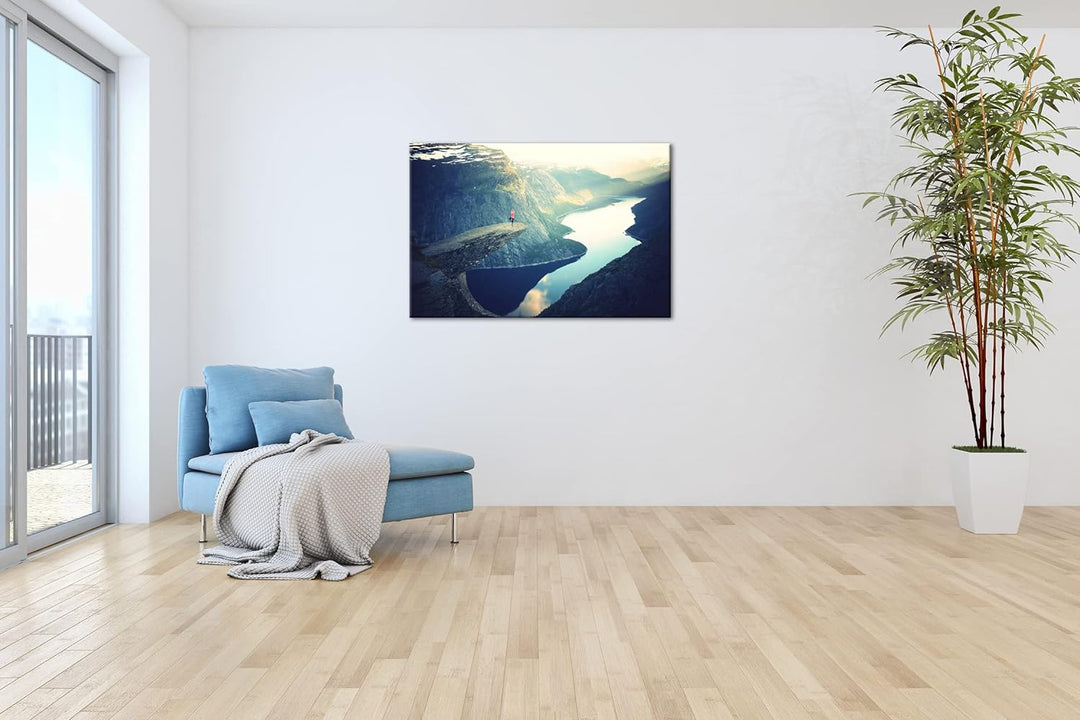 deyoli atemberaubende Aussicht eines Fjords Format: 80x60 als Leinwandbild, Motiv fertig gerahmt auf