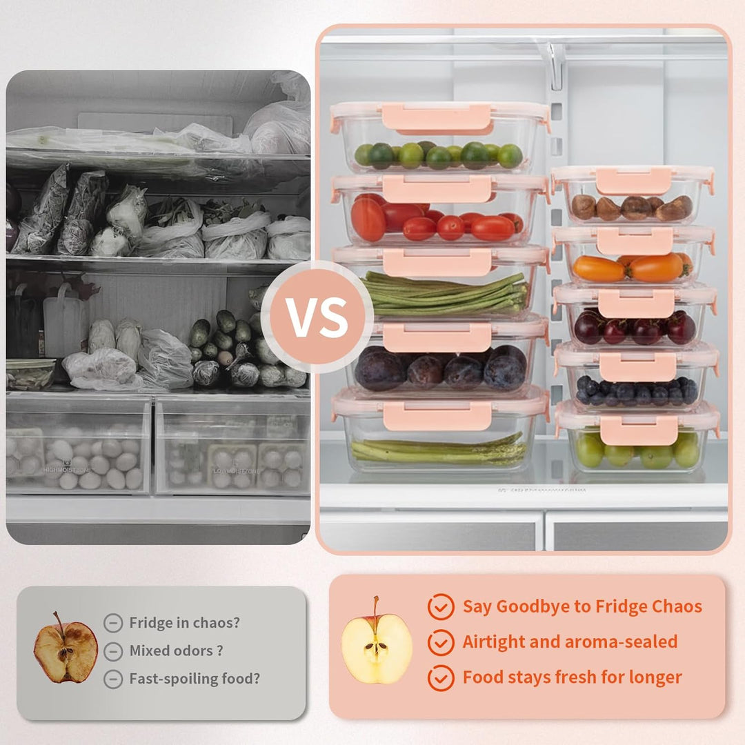 S SALIENT Glas-Frischhaltedosen Set Brotdosen meal prep boxen mitgebrachtes Essen Glasbehälter mit d