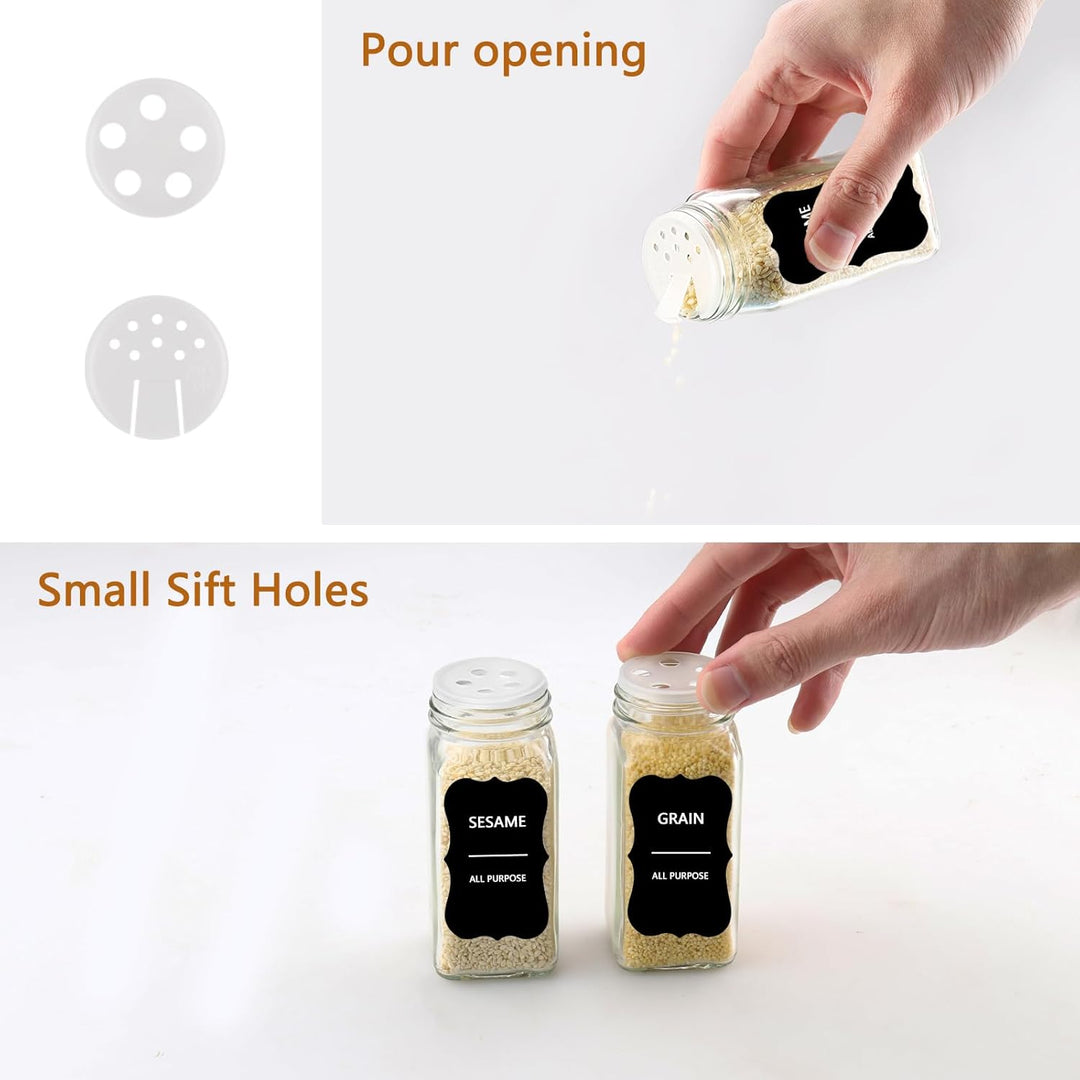 Spice Jars Square Set [12 Pieces] with Bamboo Lid, 120 ml Spice Jars, Spice Shaker Spice Jars Spice