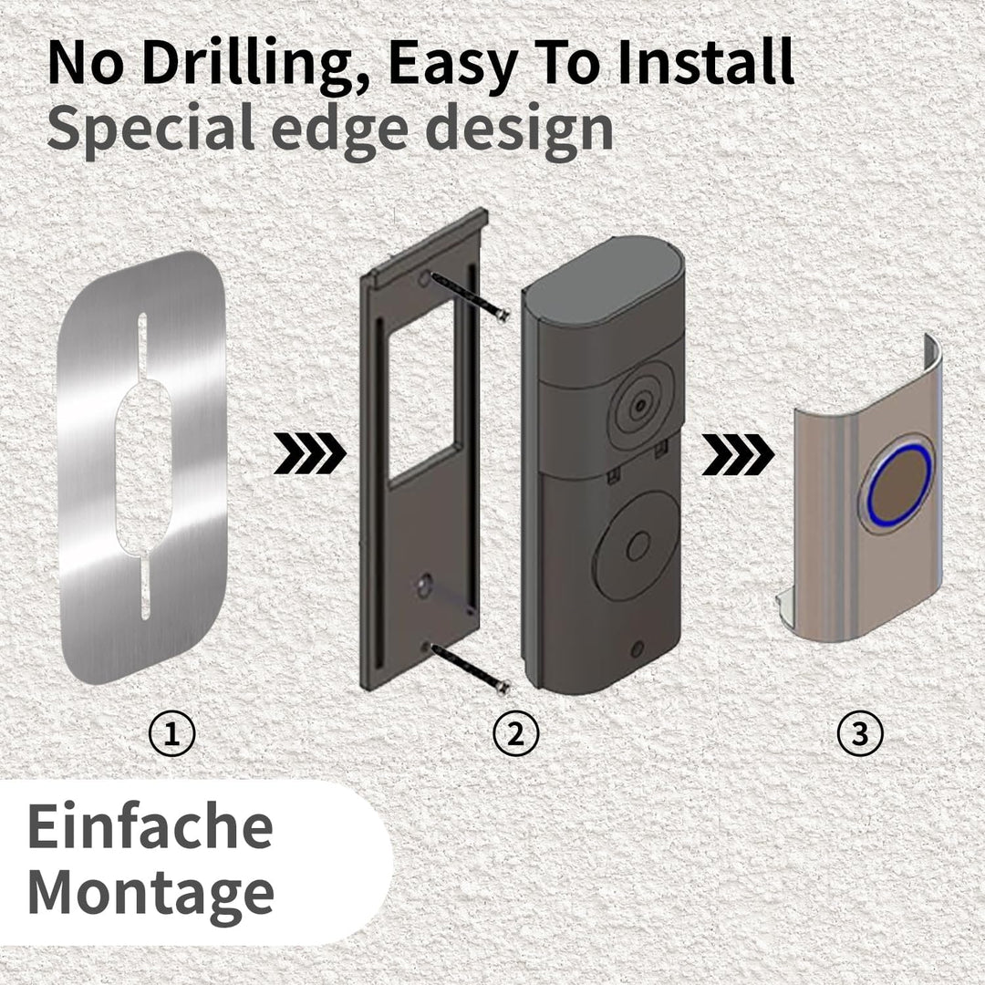 Edelstahl Blende für Ring Videotürklingel/Video Doorbell Wired Plus Kabel & Pro Kabel, Türklingel Ha