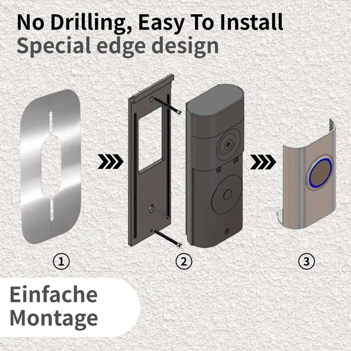 Edelstahl Blende für Ring Videotürklingel/Video Doorbell Wired Plus Kabel & Pro Kabel, Türklingel Ha