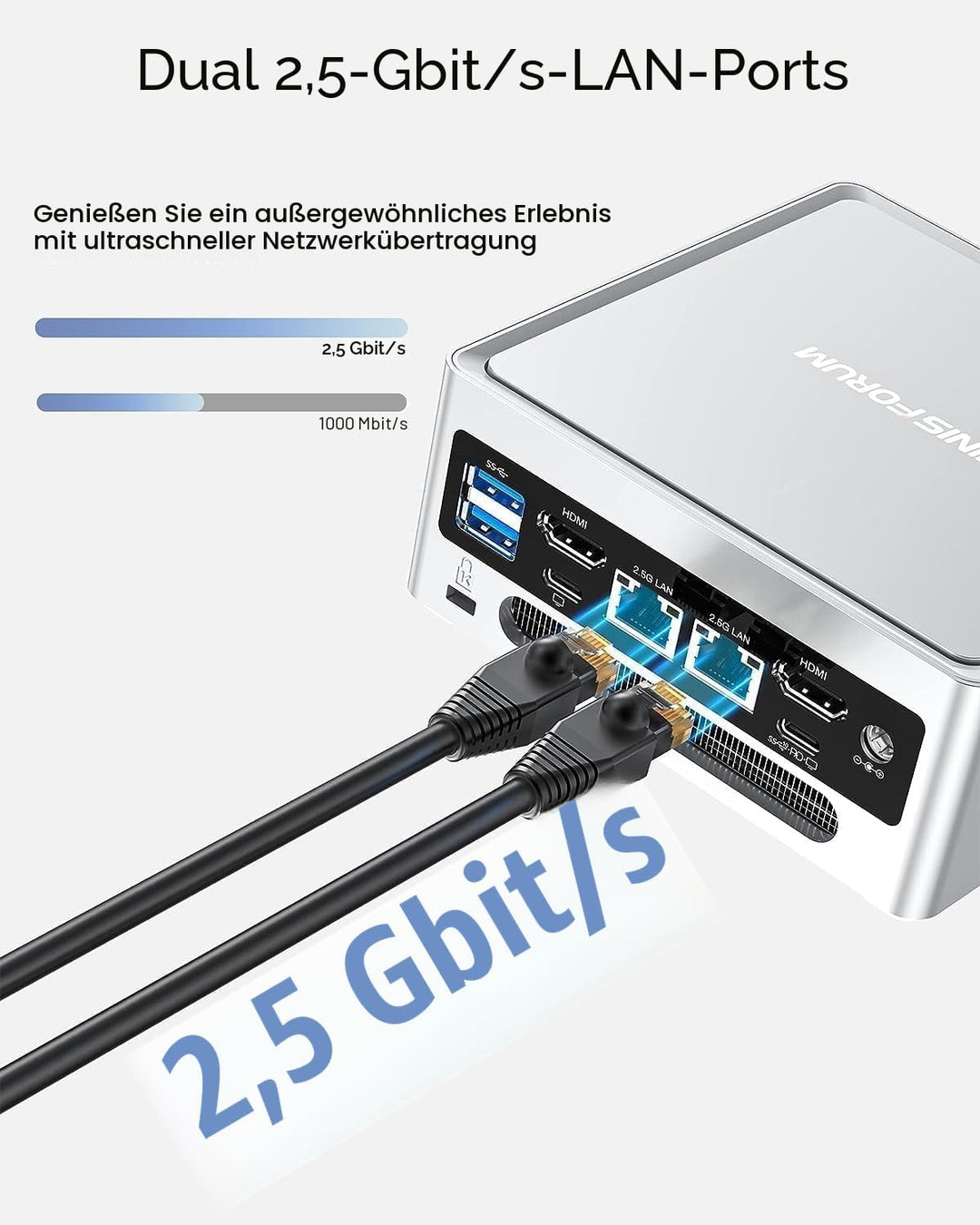 MINIS FORUM Mini PC NAB6 Lite Intel Core i5-12600H, 12C/16 T, bis zu 4,5 GHz, 16 GB DDR4 RAM, 512 GB