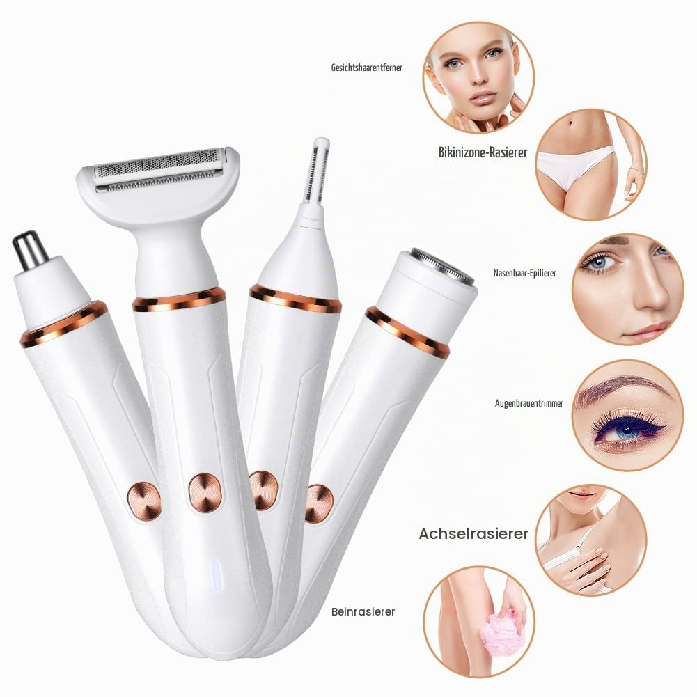 ACWOO Elektrischer Rasierer für Frauen, 4-In-1 Elektrischer Damenrasierer, Schmerzfreier Intimrasier