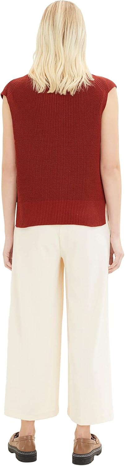 TOM TAILOR Damen Strickpullover ohne Ärmel S 27470 - Dark Maroon Red, S 27470 - Dark Maroon Red