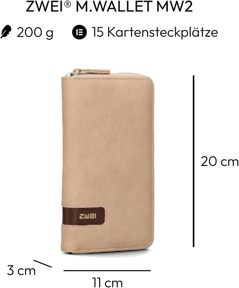 Zwei M.Wallet Wallet MW2 Nubuk-Sand, Nubuk-sand