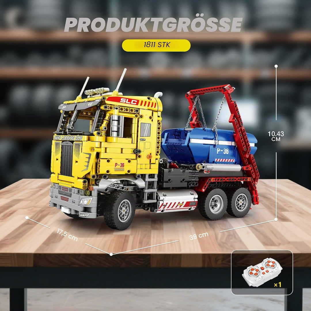 Reobrix Absetzkipper-Bausteinset 22016, RC-Kipplaster-Modellbausatz für Erwachsene, ferngesteuertes