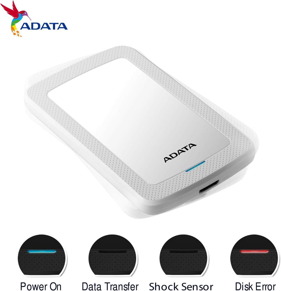 ADATA HV300 - 1 TB, externe Festplatte mit USB 3.2 Gen.1, weiss, 1TB 1TB weiss, 1TB weiss