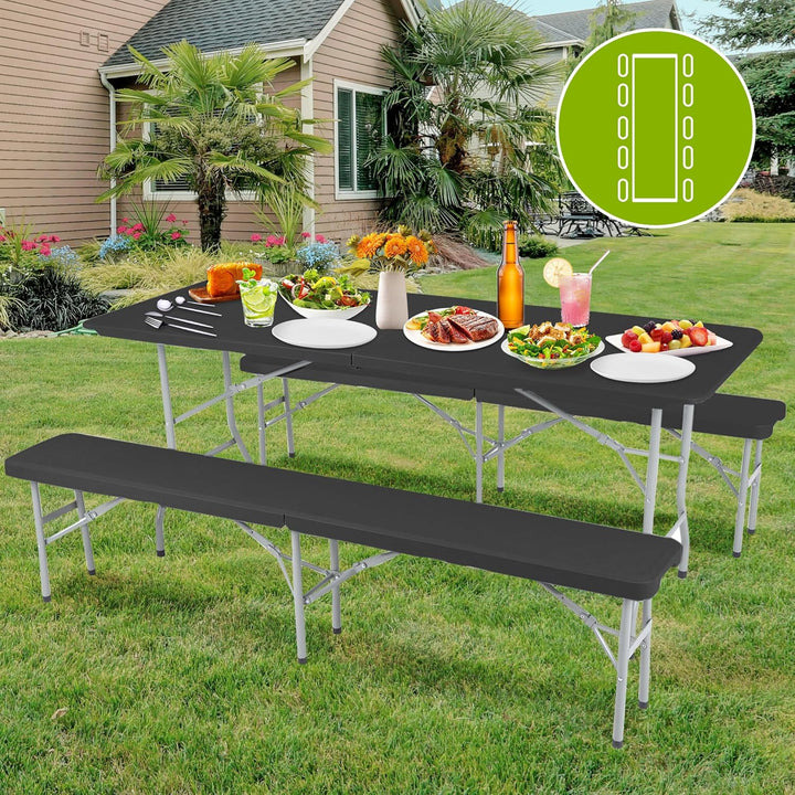 Strattore Bierzeltgarnitur aus Kunststoff 2X Bierbank Klappbank Klapptisch Festzeltgarnitur Bierzelt