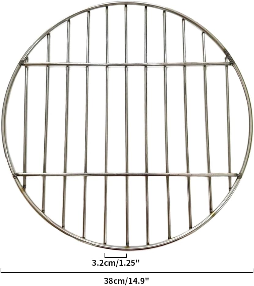 Grillrost Rund Ø 38cm, 11 Balken 3cm Abstand Edelstahl Grillroste BBQ Grill Zubehör für Rost, Grillg