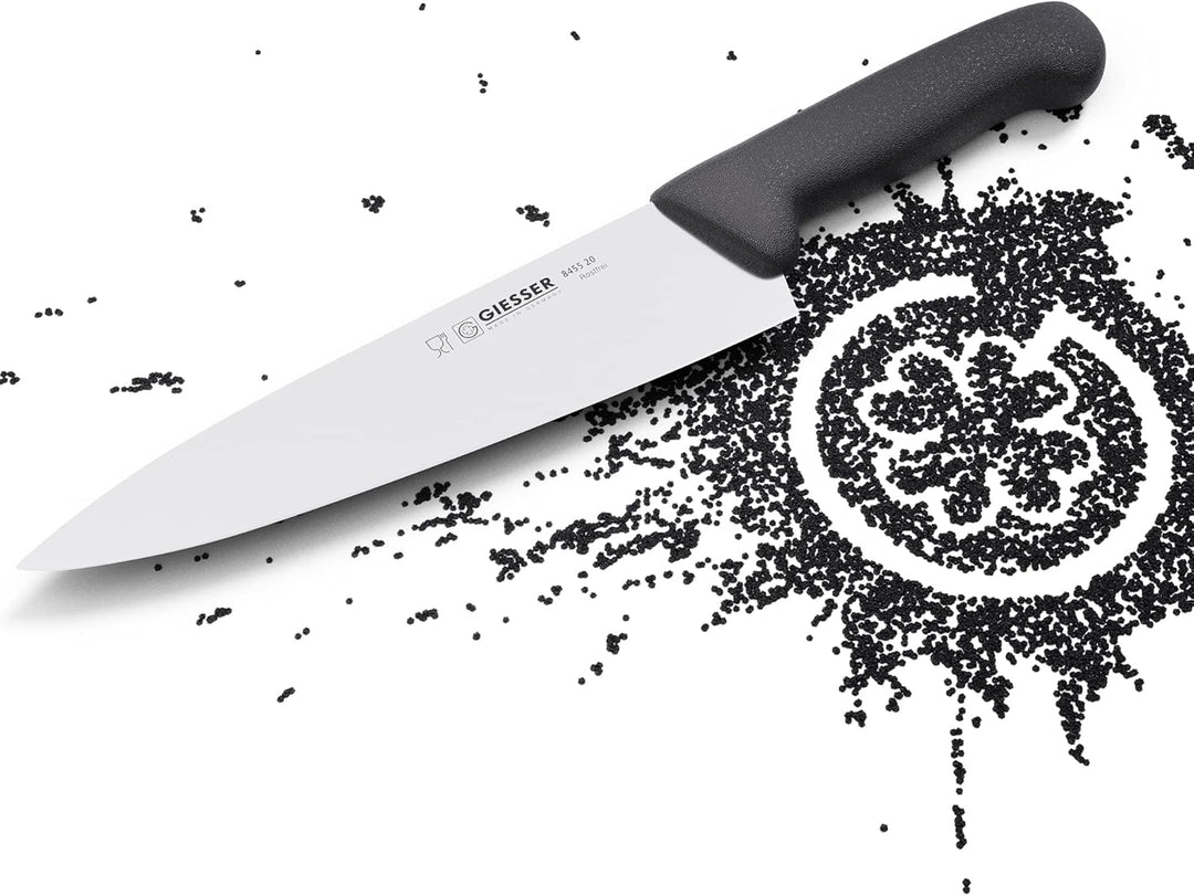 Giesser seit 1776 - Made in Germany - Kochmesser schwarz, Basic Black, Klinge 20 cm, rutschfest, Küc