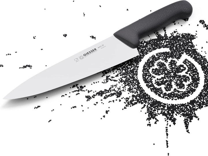 Giesser seit 1776 - Made in Germany - Kochmesser schwarz, Basic Black, Klinge 20 cm, rutschfest, Küc