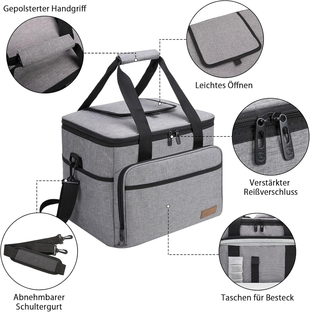 ALLCAMP 30L Kühltasche Faltbare Picknicktasche Thermo Tasche Isoliertasche Kühlkorb Kühlbox isolierb
