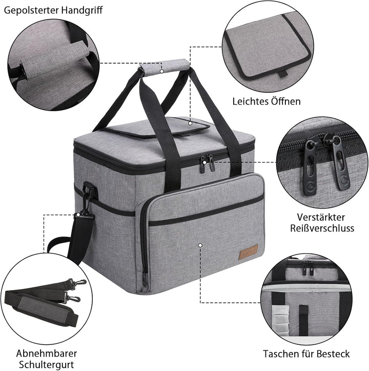ALLCAMP 30L Kühltasche Faltbare Picknicktasche Thermo Tasche Isoliertasche Kühlkorb Kühlbox isolierb