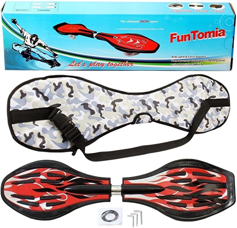 FunTomia Waveboard Original Mach1 Kugellager inkl. Tasche - Bis 120kg - (Verschiedene Farbdesigns) R